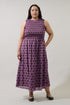 Cecil Smocked Sleeveless Midi Dress Mosaic Curve