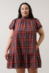 Andrea Ruffle Mini Dress Plaid Curve