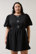 Jasmin Puff Sleeve Mini Dress Flowers Curve