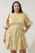 Iris Bubble Sleeve Mini Dress Kia Jacquard Curve