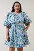 Iris Bubble Sleeves Mini Dress Cienna Jacquard Curve