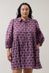 Kalie Long Sleeve Mini Dress Mosaic Curve