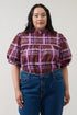 Ever After Mock Neck Blouse Plaid Curve