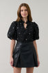 Elsinore Split Neck Top Jacquard