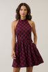Plaid Halter Neck Mini Dress