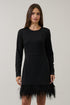 Sashay Bodycon Long Sleeve Feather Dress