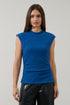 Terry Sleeveless Mock Neck Top