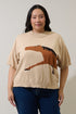 Golden Horse Short Sleeve Sweater Top Curve