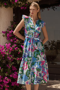 Lavera Floral Dynamite Button Midi Dress