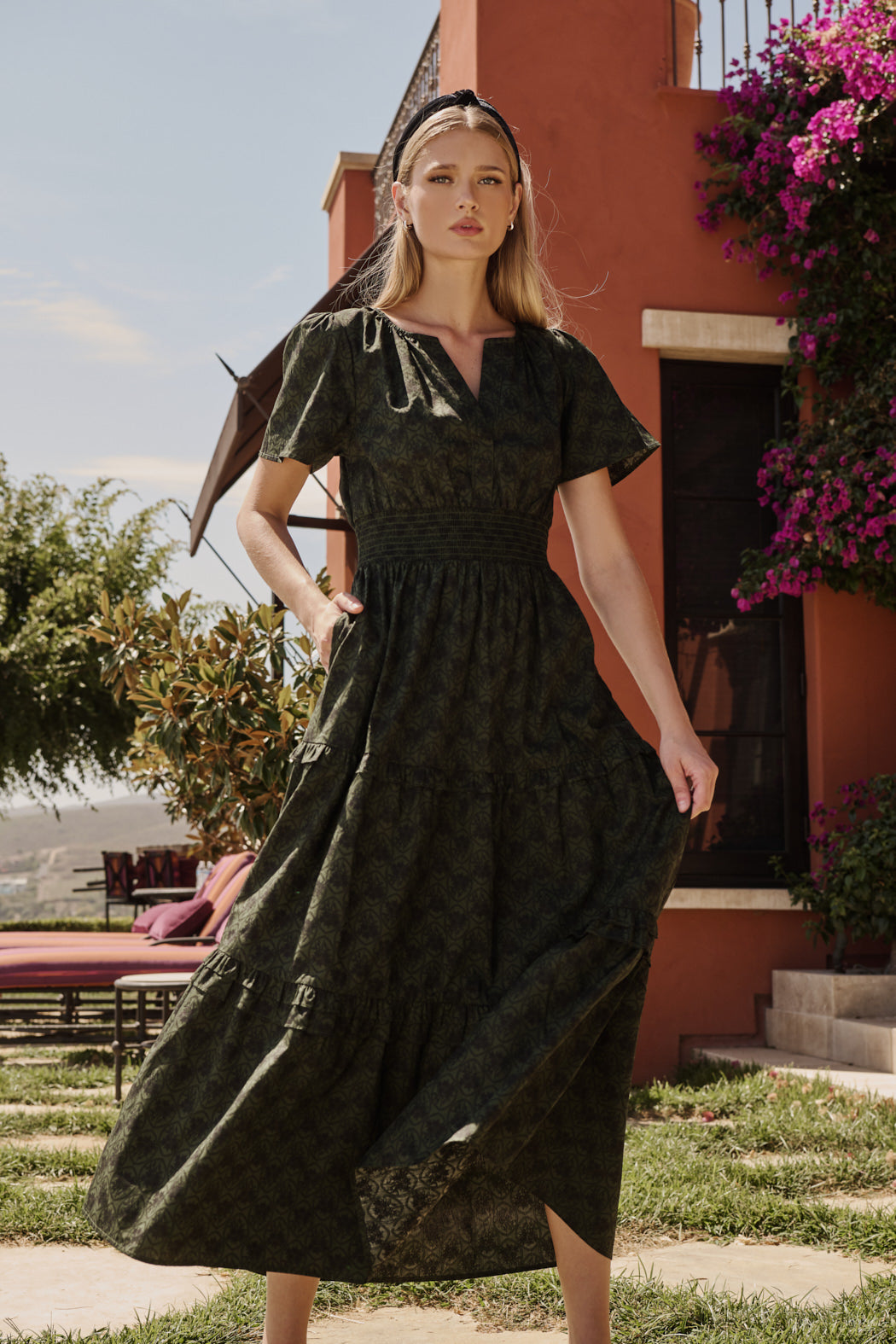 Haslet Floral Palmer Poplin Tiered Maxi Dress Haslet Floral Palmer Poplin Tiered Maxi Dress