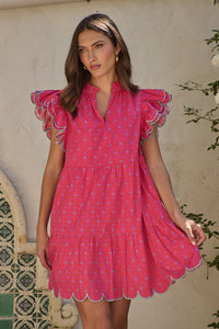 Vaila Floral Tess Shift Scallop Mini Dress