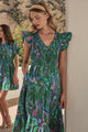 Vesper Geo Sunfire Tiered Midi Dress