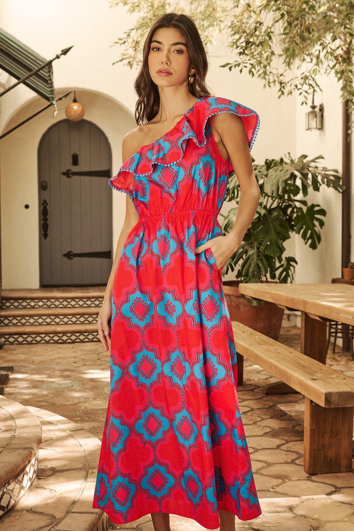 one shoulder midi dress casual Marcella Women's Manhattan One Shoulder Midi Dress