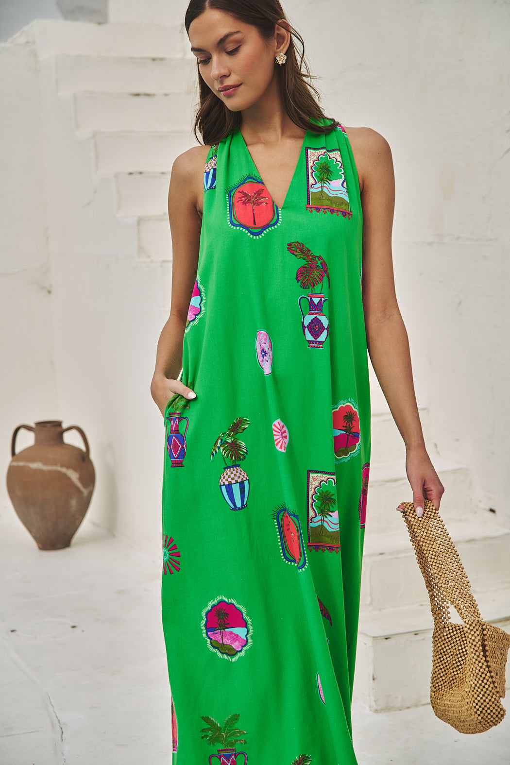 halter neck maxi dress casual Marjan Halter Maxi Dress Dove / L