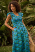 Sherly Smocked Midi Dress Peacock