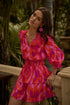 Charly Abstract Starla Smocked Tiered Mini Dress