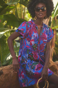Mela Tropics Empire Tiered Mini Dress