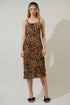 Cale Leopard Print Velvet Midi Dress