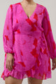 Zalea Floral Mini Wrap Dress Curve