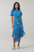Fiona Floral Balboa Asymmetrical Midi Dress