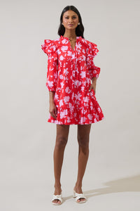 Sunset Floral Sammy Ruffle Drop Waist Dress