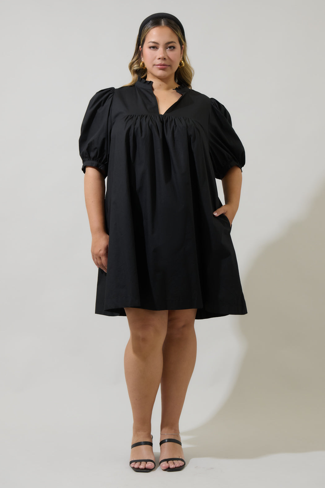 Julissa Split Neck Babydoll Dress Curve Sugarlips Julissa Split Neck Babydoll Dress Curve Sugarlips