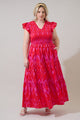 Blevin Ikat Sunfire Smocked Midi Dress Curve