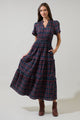 Miley Plaid Palmer Poplin Tiered Maxi Dress