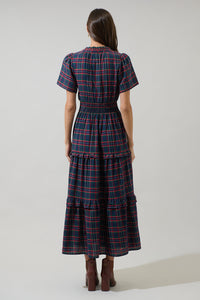 Miley Plaid Palmer Poplin Tiered Maxi Dress