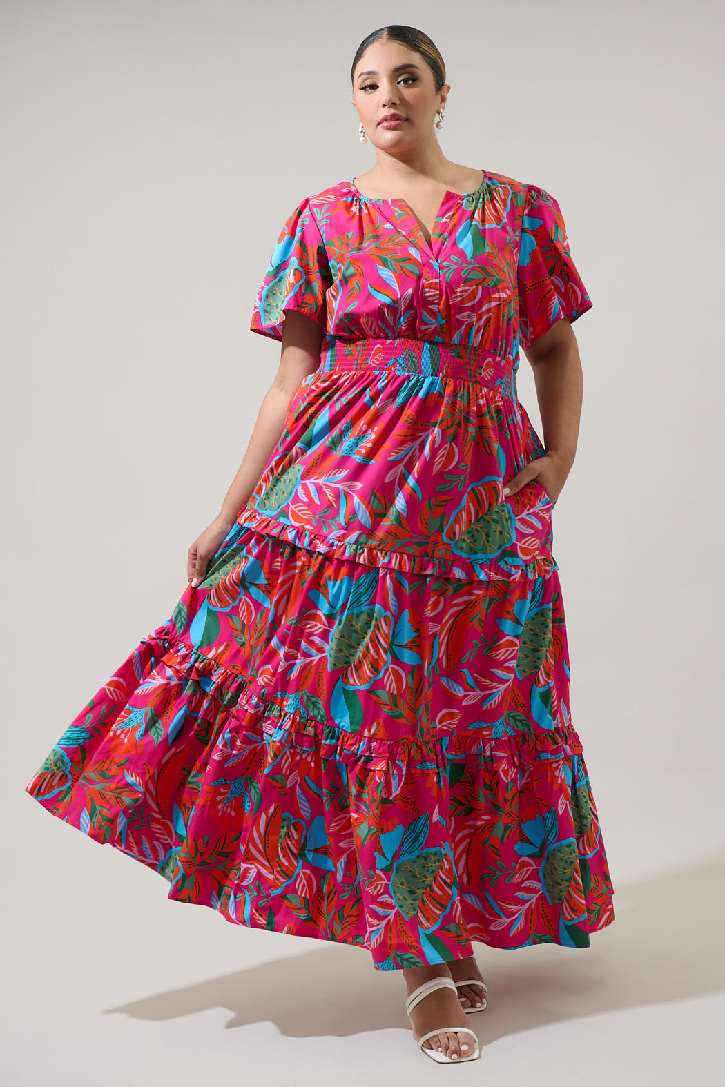 cactus maxi dress Lucky & Blessed Women's Sage Green Cactus Sunset Print Maxi Dress