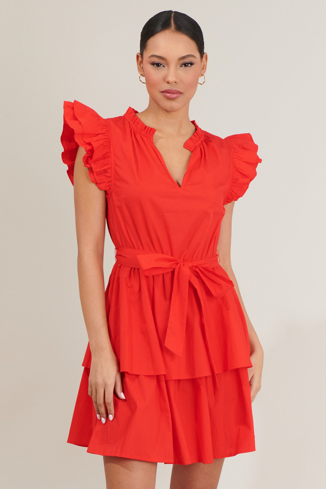 Marisol Tiered Mini Dress Red / M by Sugarlips Marisol Tiered Mini Dress Red / M by Sugarlips