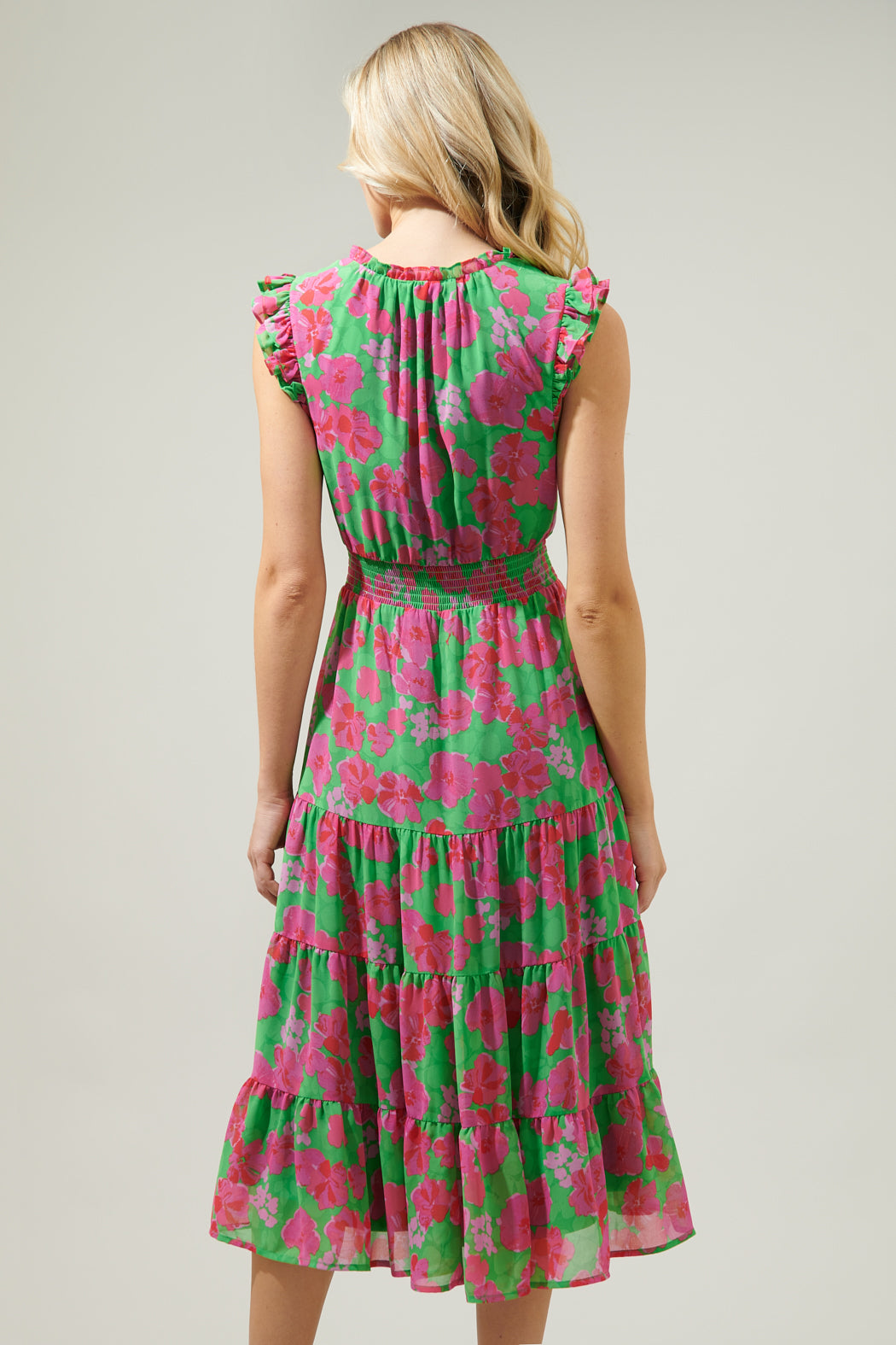 Sandia Floral Pisces Smocked Midi Dress Sugarlips Sandia Floral Pisces Smocked Midi Dress Sugarlips