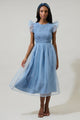 Lucille Organza Dot Smocked Midi Dress