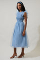 Lucille Organza Dot Smocked Midi Dress