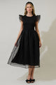 Lucille Organza Dot Smocked Midi Dress