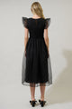 Lucille Organza Dot Smocked Midi Dress