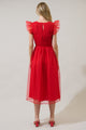 Lucille Organza Dot Smocked Midi Dress