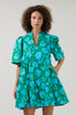 Waterlilly Floral Dixie Split Neck Shift Dress
