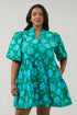 Waterlilly Floral Dixie Split Neck Shift Dress Curve