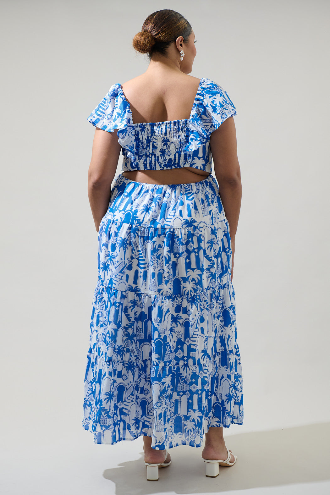 SUGARLIPS Women's Nala Tiered Smocked Maxi Sundress - Blue - Maxi dresses SUGARLIPS Women's Nala Tiered Smocked Maxi Sundress - Blue - Maxi dresses