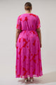 Zalea Floral Linana Button Front Maxi Dress Curve