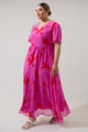 Zalea Floral Linana Button Front Maxi Dress Curve