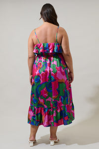Evolet Floral Paige Ruffled Midi Dress Curve