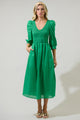 Zelda Smocked Long Sleeve Cotton Voile Midi Dress