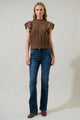 Tatum Flutter Sleeve Cable Knit Sweater Top