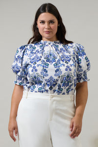 Viara Floral Baretta Short Sleeve Blouse Curve