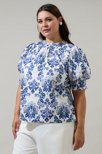 Viara Floral Baretta Short Sleeve Blouse Curve