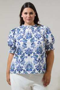 Viara Floral Baretta Short Sleeve Blouse Curve