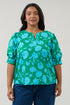 Waterlilly Floral Balloon Sleeve Top Curve