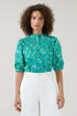Alina Floral Smocked Mock Neck Top